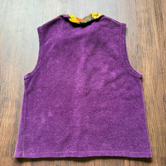 Inspired by Bellepointe Purple Knit Sweater Vest with Leaf Buttons Women’s XL - Picture 2 of 9